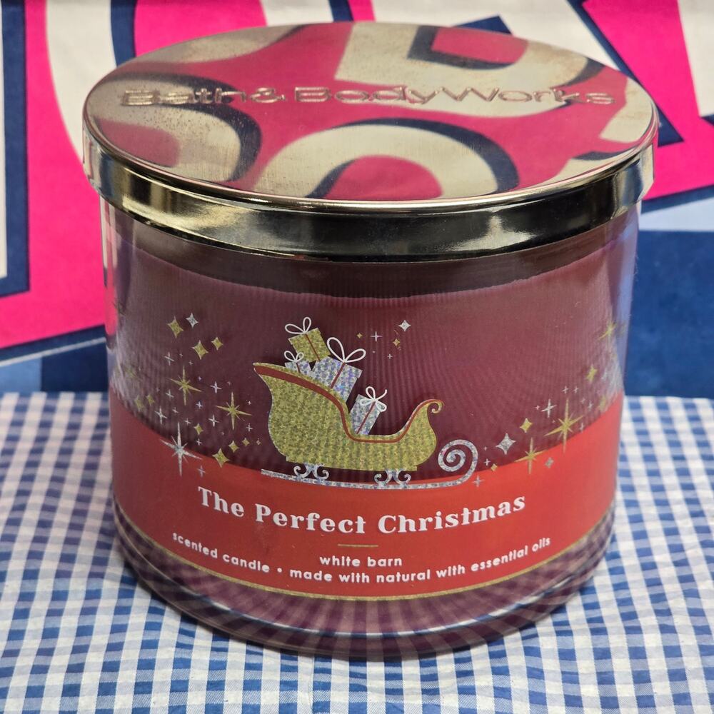 BBW The Perfect Christmas Large 3 Wick Candle Holiday Home Fragrance Scent Decor